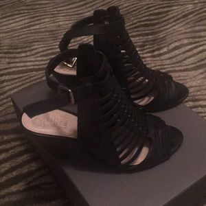 Black wedge heel sandals